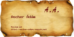 Ascher Ádám névjegykártya